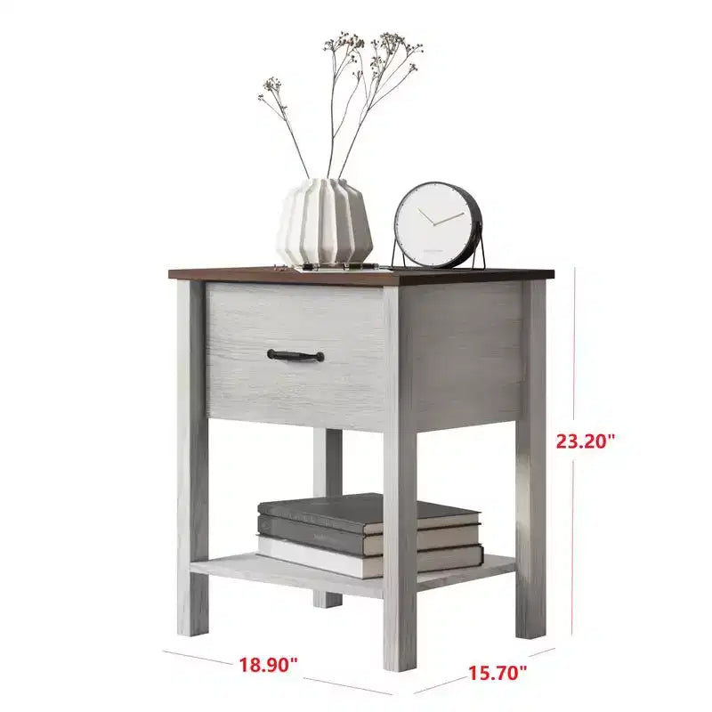 Home Design Sana Nightstand, White Oak