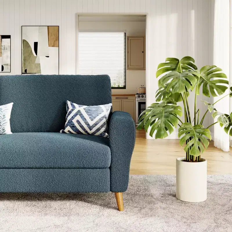 Lambswool Sofa with Streamlined Design, Soft Lambswool Material, Comfortable Seating, Durable Frame, Elegant Style