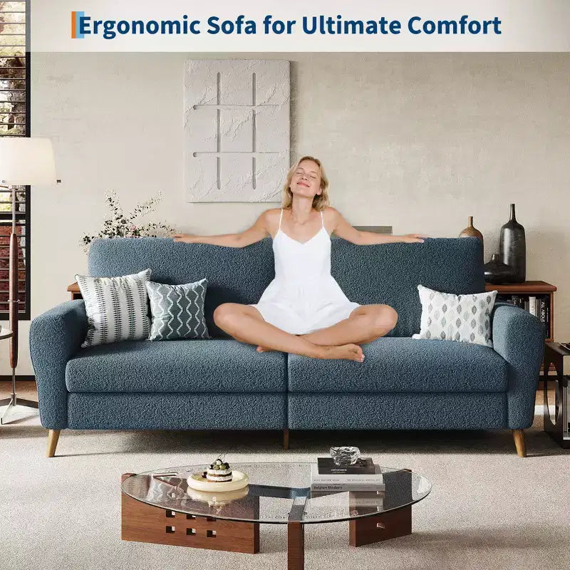 Lambswool Sofa with Streamlined Design, Soft Lambswool Material, Comfortable Seating, Durable Frame, Elegant Style