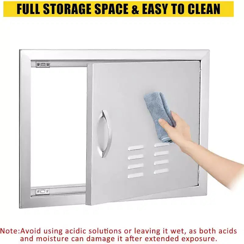 Brushed Stainless Steel BBQ Access Door, Outdoor Kitchen Cabinet Doors, Durable Weather-Resistant Doors for Barbecue Islands, Suitable for Outdoor