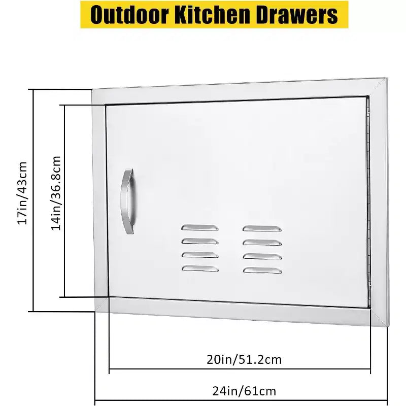 Brushed Stainless Steel BBQ Access Door, Outdoor Kitchen Cabinet Doors, Durable Weather-Resistant Doors for Barbecue Islands, Suitable for Outdoor