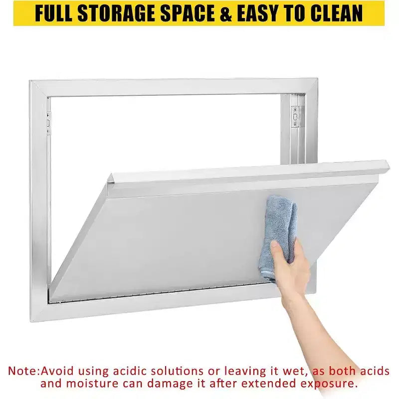 Brushed Stainless Steel BBQ Access Door, Outdoor Kitchen Cabinet Doors, Durable Weather-Resistant Doors for Barbecue Islands, Suitable for Outdoor