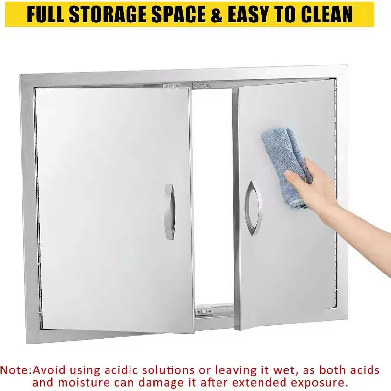 Brushed Stainless Steel BBQ Access Door, Outdoor Kitchen Cabinet Doors, Durable Weather-Resistant Doors for Barbecue Islands, Suitable for Outdoor