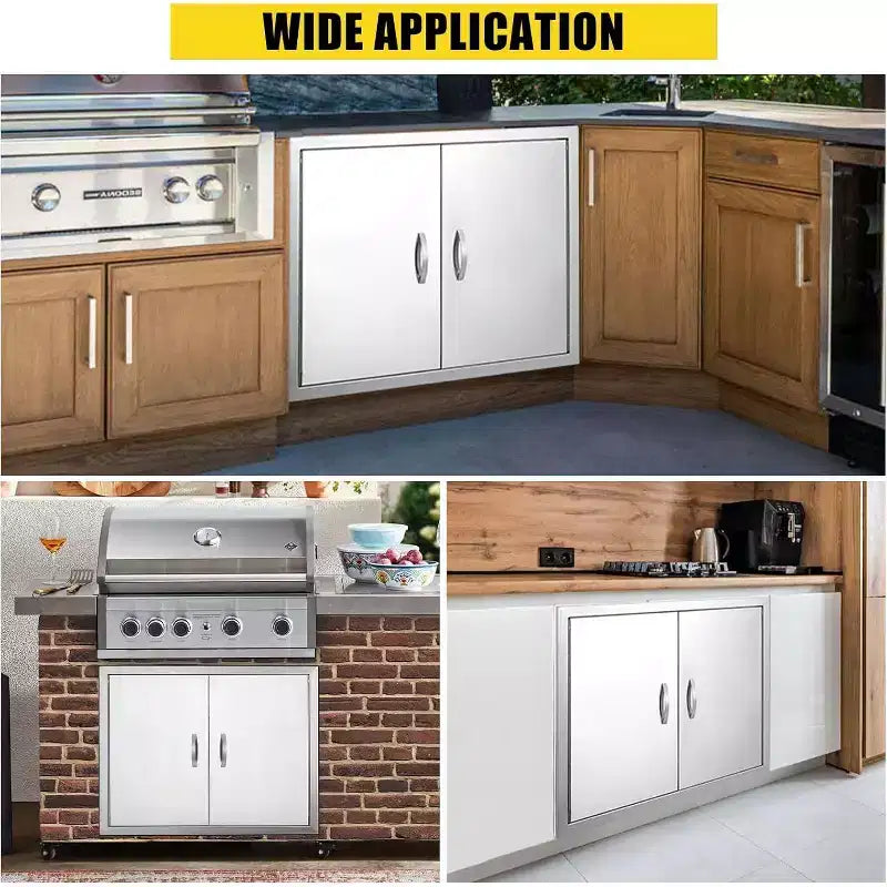 Brushed Stainless Steel BBQ Access Door, Outdoor Kitchen Cabinet Doors, Durable Weather-Resistant Doors for Barbecue Islands, Suitable for Outdoor