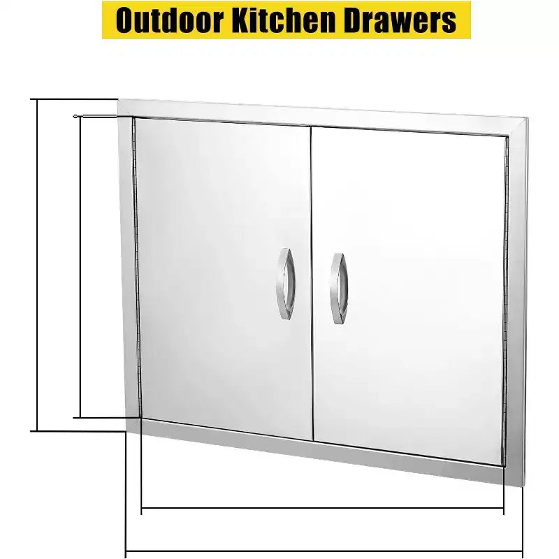 Brushed Stainless Steel BBQ Access Door, Outdoor Kitchen Cabinet Doors, Durable Weather-Resistant Doors for Barbecue Islands, Suitable for Outdoor