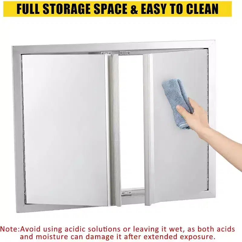 Brushed Stainless Steel BBQ Access Door, Outdoor Kitchen Cabinet Doors, Durable Weather-Resistant Doors for Barbecue Islands, Suitable for Outdoor