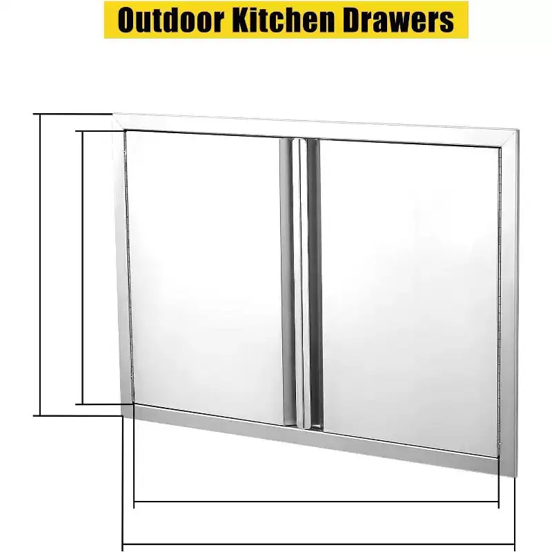 Brushed Stainless Steel BBQ Access Door, Outdoor Kitchen Cabinet Doors, Durable Weather-Resistant Doors for Barbecue Islands, Suitable for Outdoor