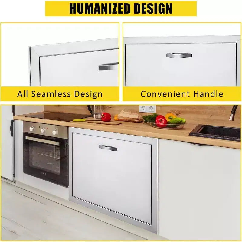 Brushed Stainless Steel BBQ Access Door, Outdoor Kitchen Cabinet Doors, Durable Weather-Resistant Doors for Barbecue Islands, Suitable for Outdoor