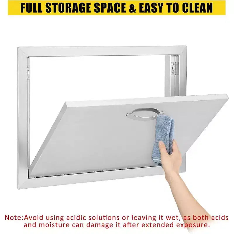 Brushed Stainless Steel BBQ Access Door, Outdoor Kitchen Cabinet Doors, Durable Weather-Resistant Doors for Barbecue Islands, Suitable for Outdoor