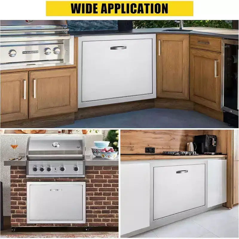 Brushed Stainless Steel BBQ Access Door, Outdoor Kitchen Cabinet Doors, Durable Weather-Resistant Doors for Barbecue Islands, Suitable for Outdoor