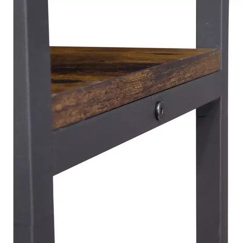 5-Tier L-Shaped Bookcase, Metal Frame Corner Bookshelf with Open Storage and Curved Panels, Vintage Industrial for Living Room, Office