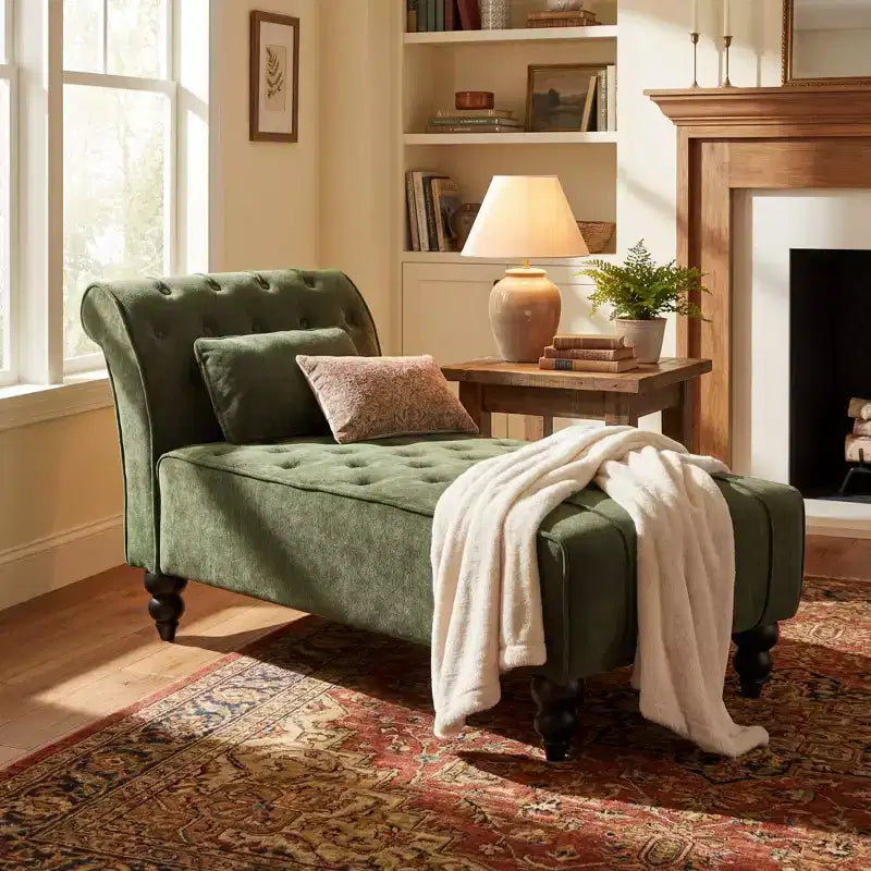 Christopher Knight Home Stroup Modern Glam Upholstered Chaise Lounge with Button-Tufted Diamond Stitch