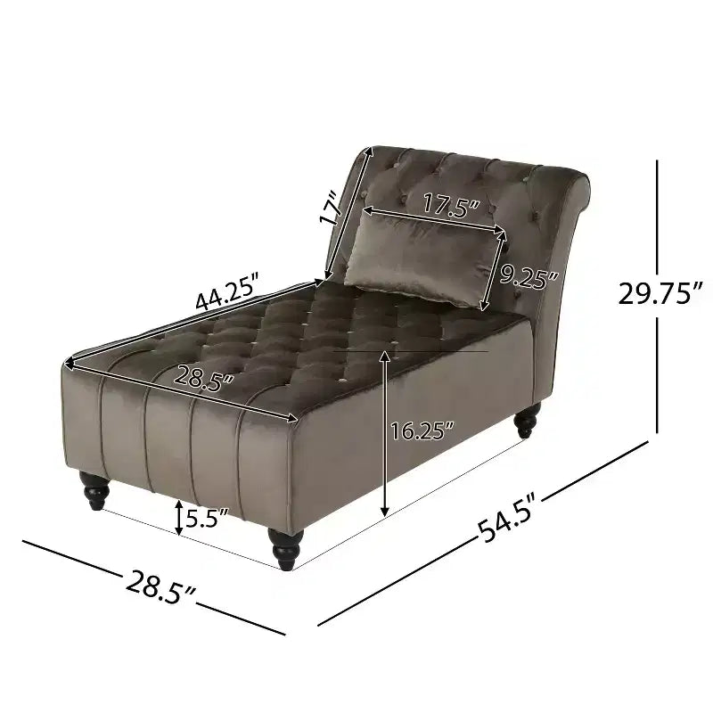 Christopher Knight Home Stroup Modern Glam Upholstered Chaise Lounge with Button-Tufted Diamond Stitch