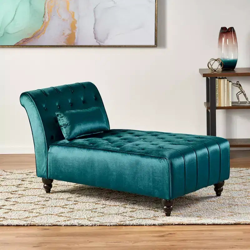 Christopher Knight Home Stroup Modern Glam Upholstered Chaise Lounge with Button-Tufted Diamond Stitch