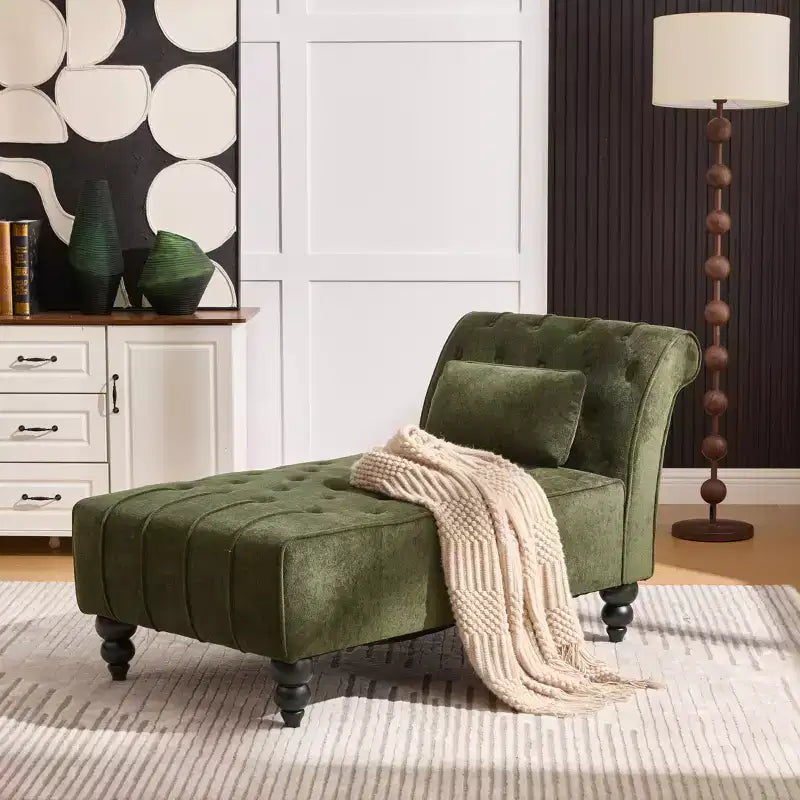 Christopher Knight Home Stroup Modern Glam Upholstered Chaise Lounge with Button-Tufted Diamond Stitch