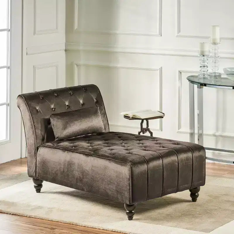Christopher Knight Home Stroup Modern Glam Upholstered Chaise Lounge with Button-Tufted Diamond Stitch