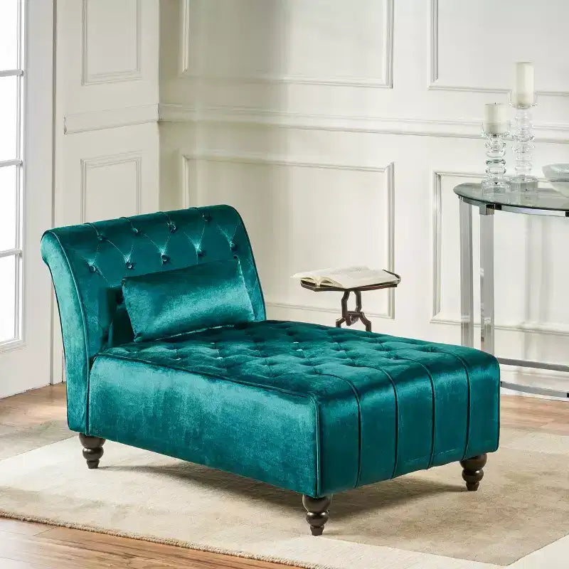 Christopher Knight Home Stroup Modern Glam Upholstered Chaise Lounge with Button-Tufted Diamond Stitch