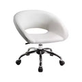 HomeRoots White and Silver Faux Leather Adjustable Height Swivel Rolling Office Chair