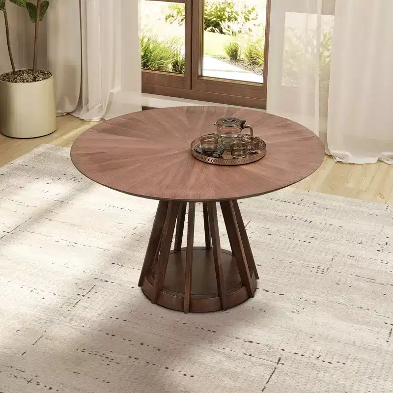 Modern Round Dining Table 47 Wooden Dining Table for 4 Persons with Sturdy Pedestal for Home, Kitchen