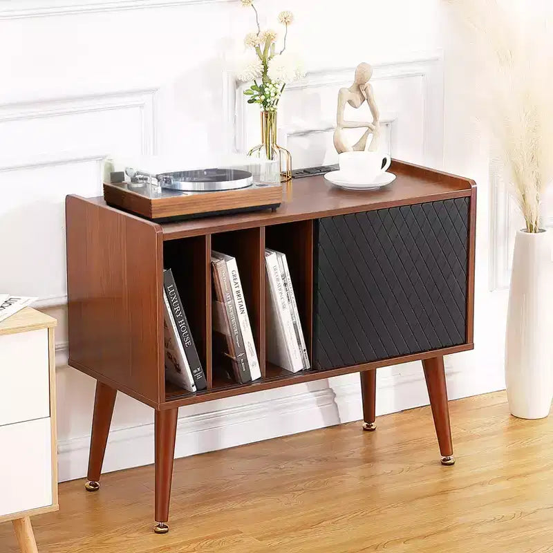 Record Player Stand with Vinyl Storage, Record Player Table Holds Up to 300 Albums, Turntable Stand with Charging Station for Living Room Bedroom