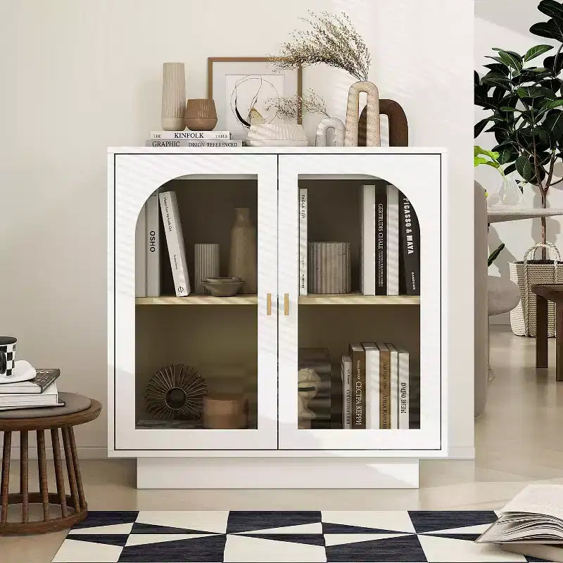 Modern Storage Cabinet, Sideboard Buffet with 2 Acrylic Doors, Console Table for Kitchen Living Room Entryway Study