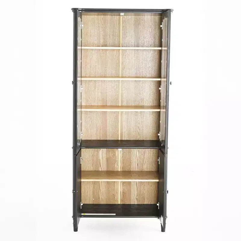 Modern Display Buffet Cabinet with Glass Doors & Adjustable Shelves, Bookshelves Pantry Cabinet for Kitchen/Hallways/Living Room