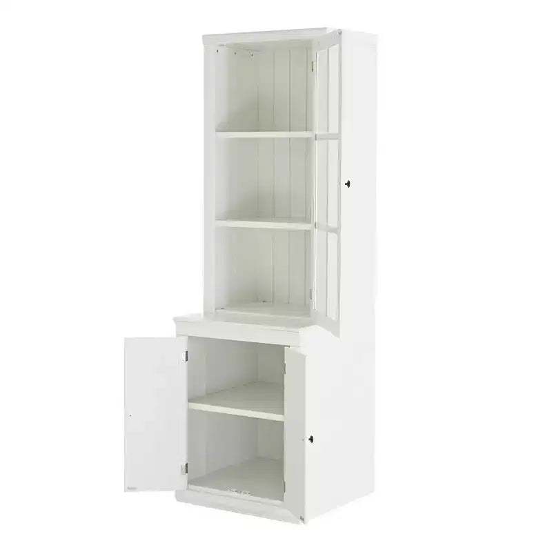 Modern Display Buffet Cabinet with Glass Doors & Adjustable Shelves, Bookshelves Pantry Cabinet for Kitchen/Hallways/Living Room