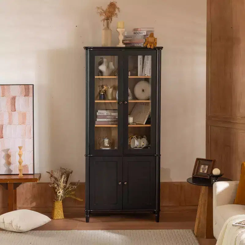 Modern Display Buffet Cabinet with Glass Doors & Adjustable Shelves, Bookshelves Pantry Cabinet for Kitchen/Hallways/Living Room
