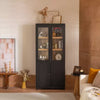 Okak Modern Display Buffet Cabinet with Glass Doors & Adjustable Shelves, Bookshelves Pantry Cabinet for Kitchen/Hallways/Living Room