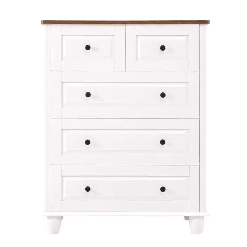 Storage Cabinet with Deep Space 5 Drawers for Living Room Hallway White