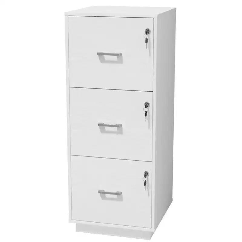 3-Drawer White MDF (Medium-Density Fiberboard) 15.35in. W Vertical File Cabinets