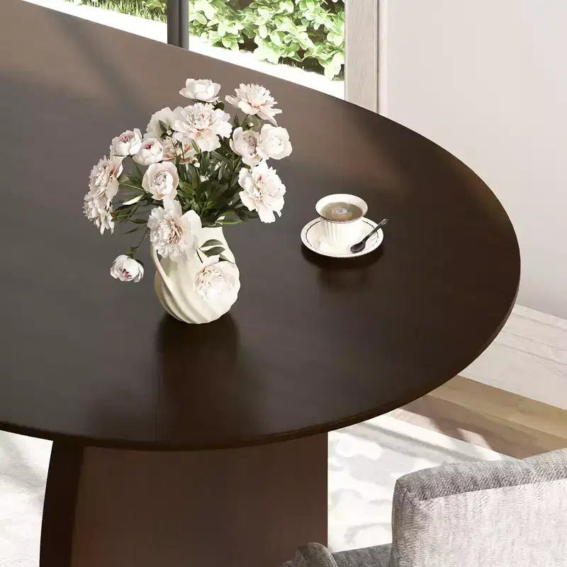 79 x 33.5 Farmhouse Solid Wood Dining Table with Arched Legs Oval Kitchen Table Walnut for Dining Room & Kitchen