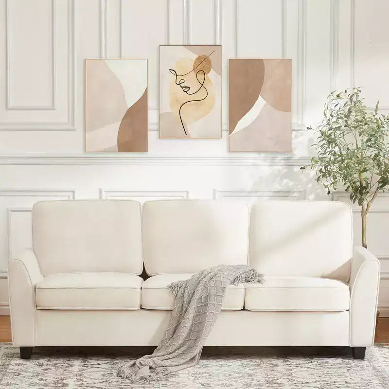 83 Inch Modern 3 Seater Sofa,Deep Seat Couch with Washable Detatchable Covers,Comfy Chenille Couch,Oversized Cloud Sofa for Living Room,Apartment