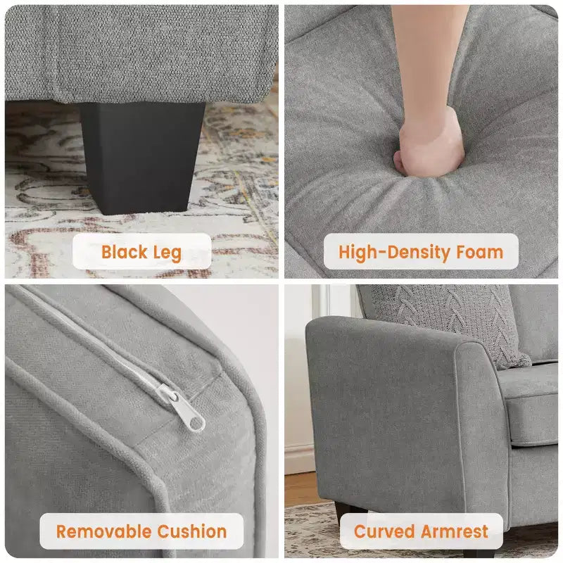 83 Inch Modern 3 Seater Sofa,Deep Seat Couch with Washable Detatchable Covers,Comfy Chenille Couch,Oversized Cloud Sofa for Living Room,Apartment