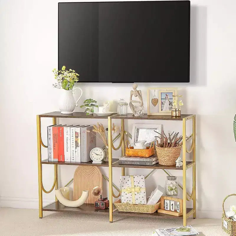46.5 Console Table with 3 Open Shelves, Multipurpose Sofa and Entryway Table, Compact Storage and Display Rack, Double-Sized Organizer